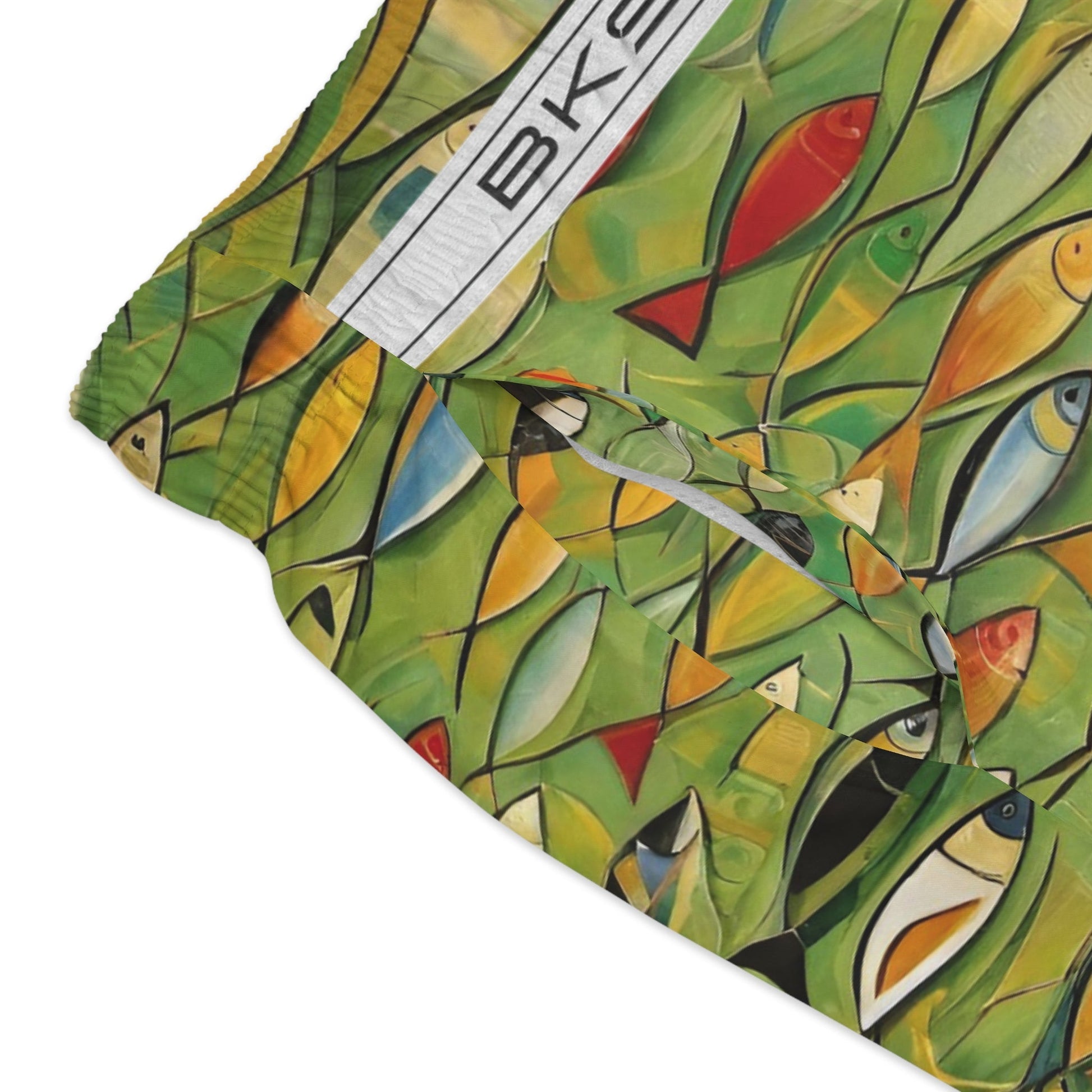 Green School of Fish Swim Trunks — All-Over Print Beach Shorts