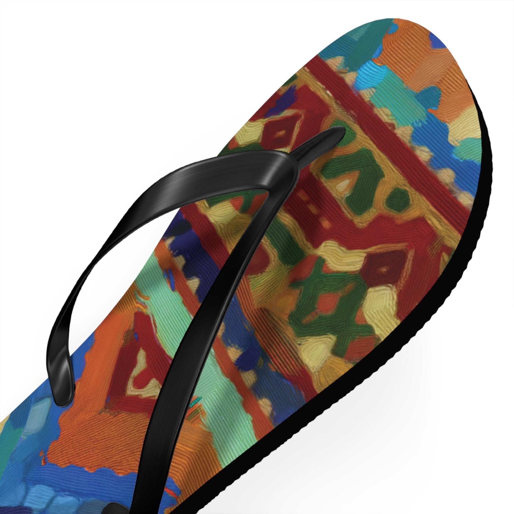 Colorful Tribal Pattern Flip Flops – Bold Aztec-Inspired Beach Sandals Printify bakabo.club
