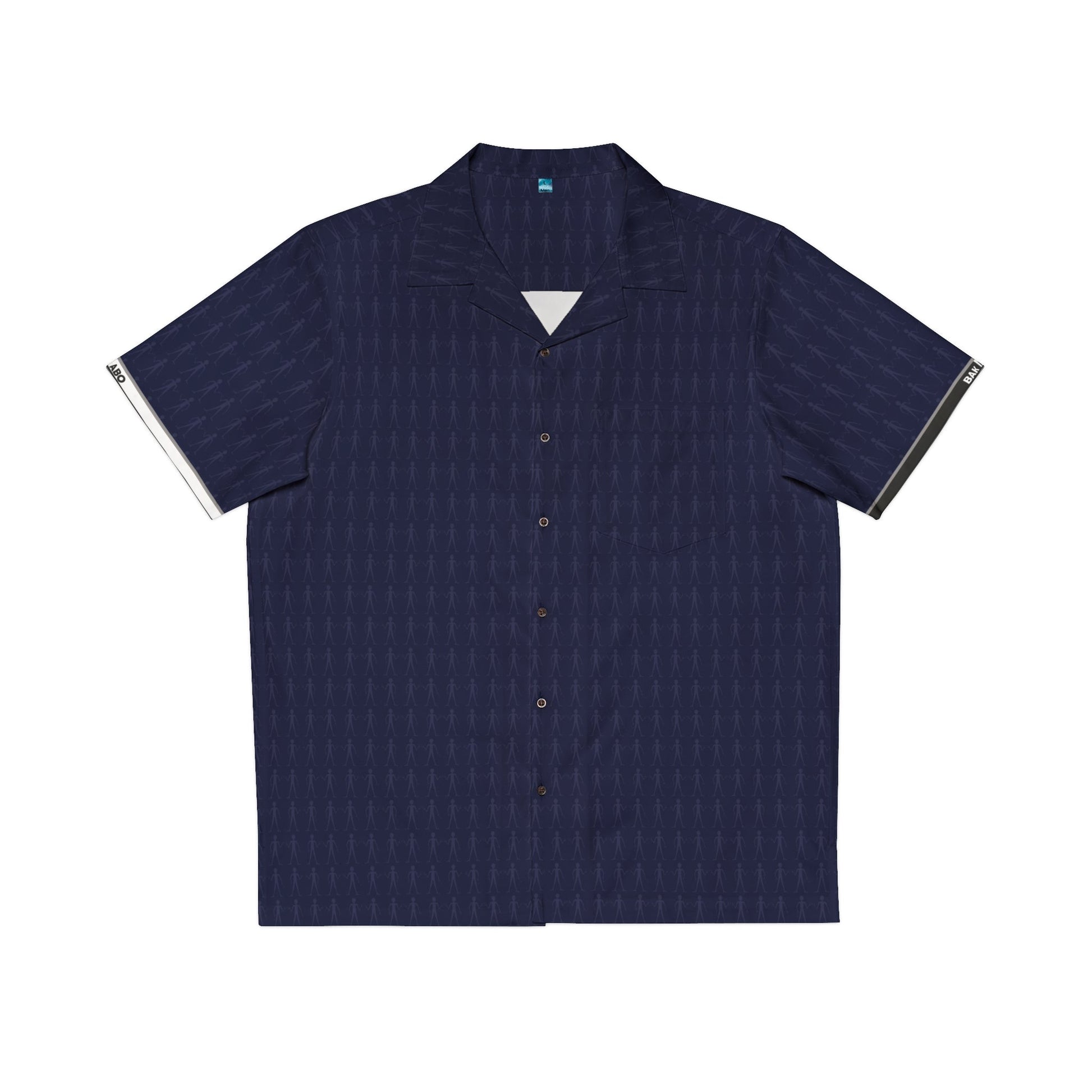 Men's Navy Geometric Hawaiian Shirt — Casual Resort Aloha Button-Up Printify bakabo.club