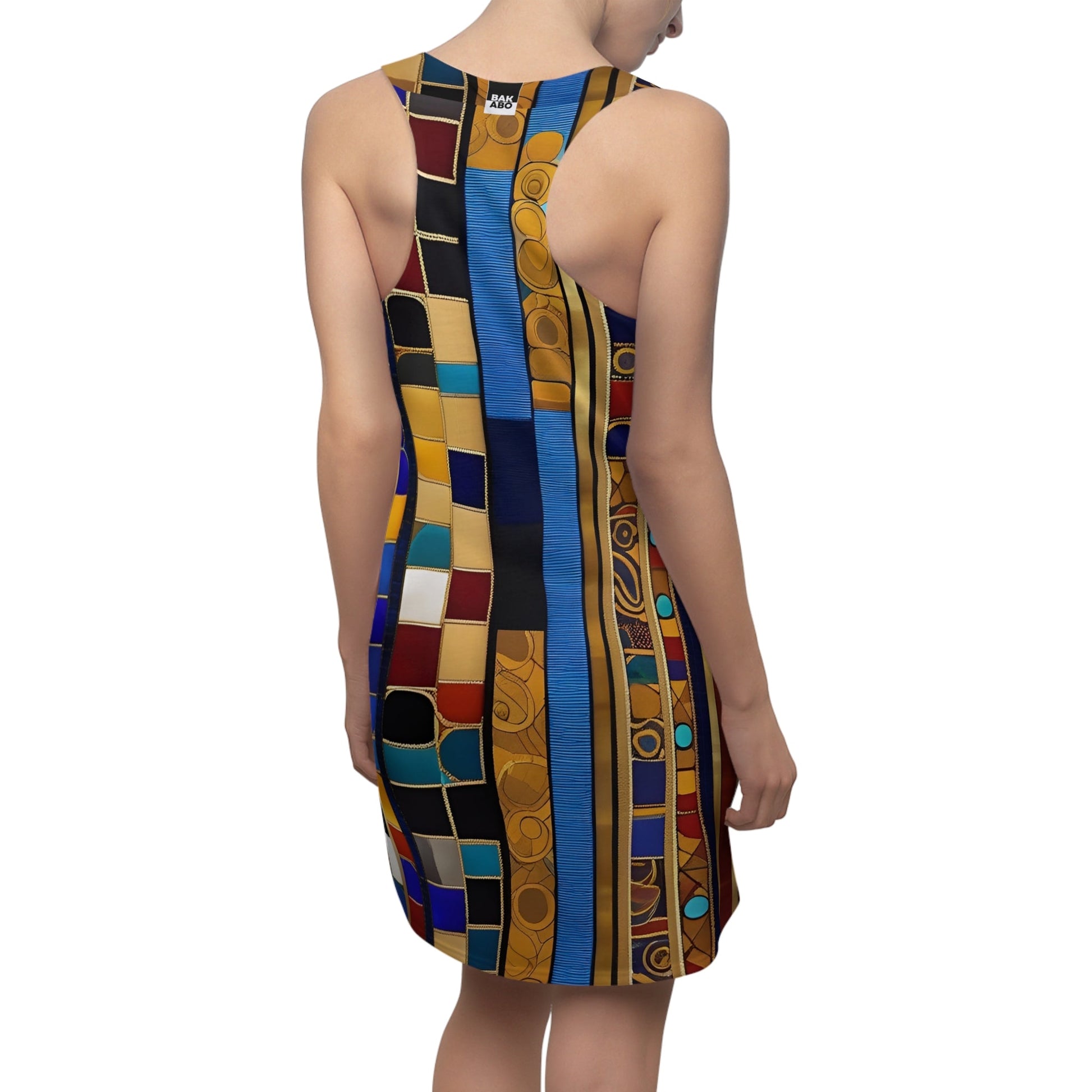 Geometric Mosaic Racerback Dress — Vibrant Tile Print Printify bakabo.club