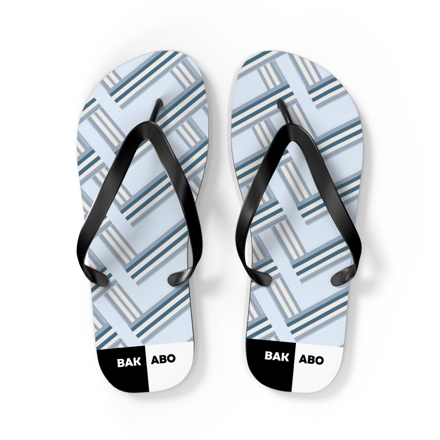 Blue Geometric Flip Flops — Light Plaid Summer Sandals Printify bakabo.club