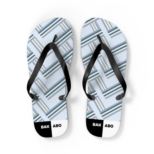 Blue Geometric Flip Flops — Light Plaid Summer Sandals Printify bakabo.club