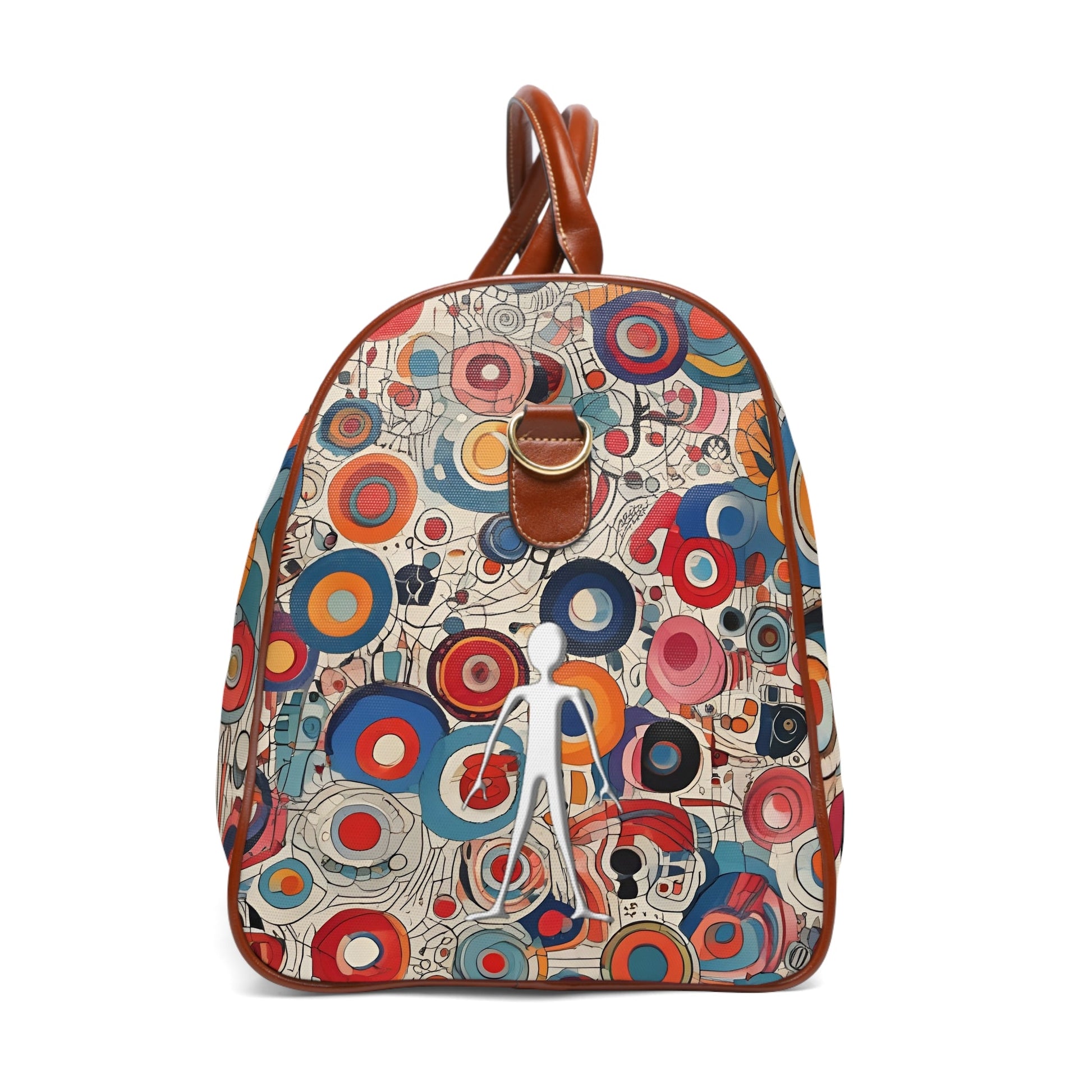 Waterproof Travel Bag — Retro Abstract Circle Pattern Duffle Printify bakabo.club