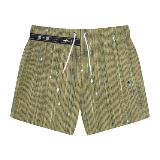 Green Bamboo Stripe Swim Trunks — Rustic Woodgrain Pattern Printify bakabo.club