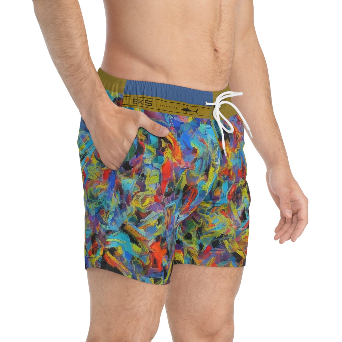 Abstract Color Splash Swim Trunks — Vibrant All-Over Print Beach Shorts Printify bakabo.club