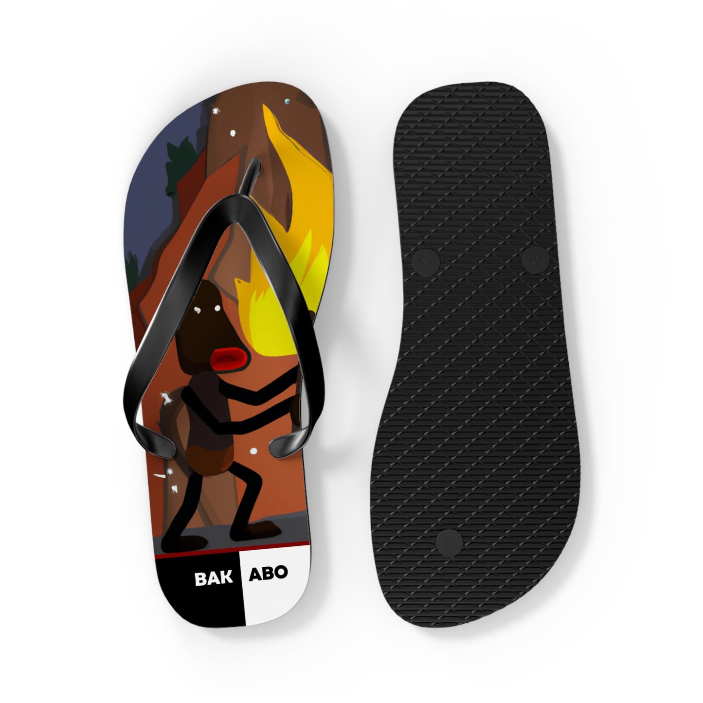 Tribal Fire Dance Flip Flops – Bold Illustration Beach Sandals Printify bakabo.club