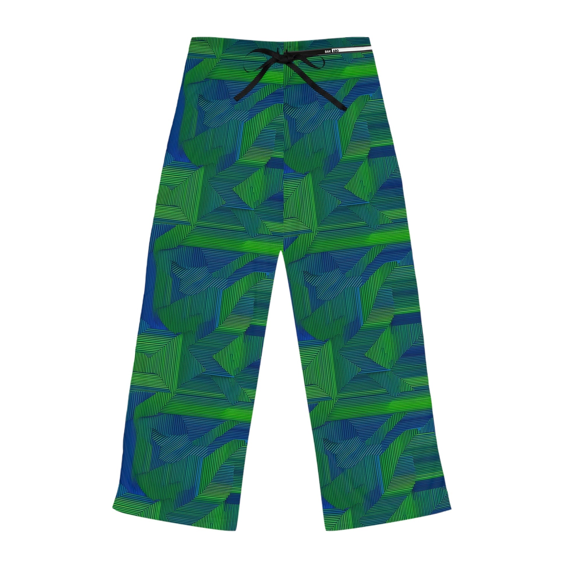 Green Geometric Women's Pajama Pants — Cozy Abstract Print Lounge Pants Printify bakabo.club