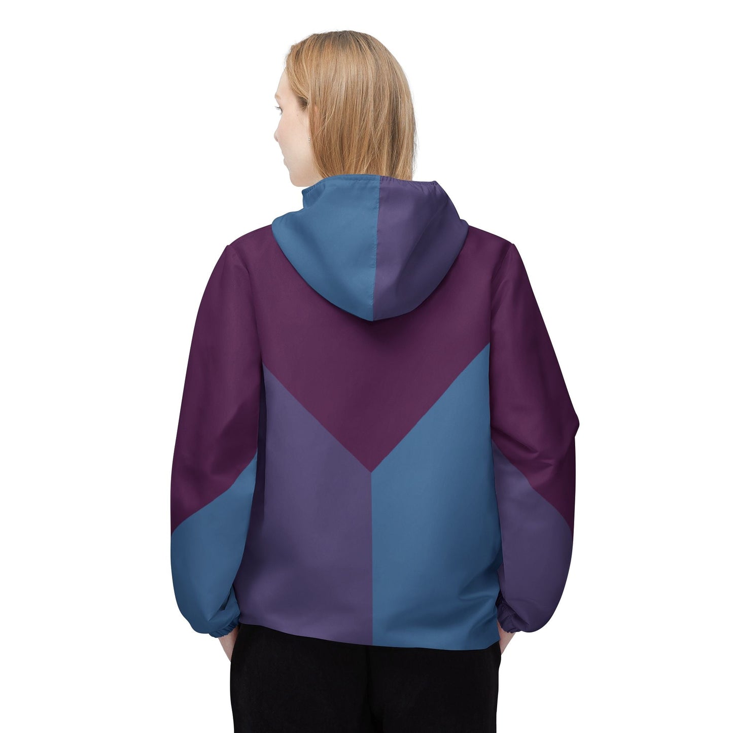 Colorblock Chevron Windbreaker Jacket — Lightweight Hooded AOP Outerwear Printify bakabo.club