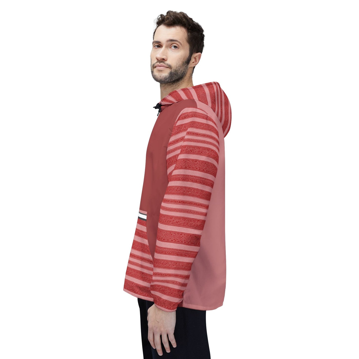 Striped Red Windbreaker Jacket — Lightweight Hooded Zip-Up Printify bakabo.club