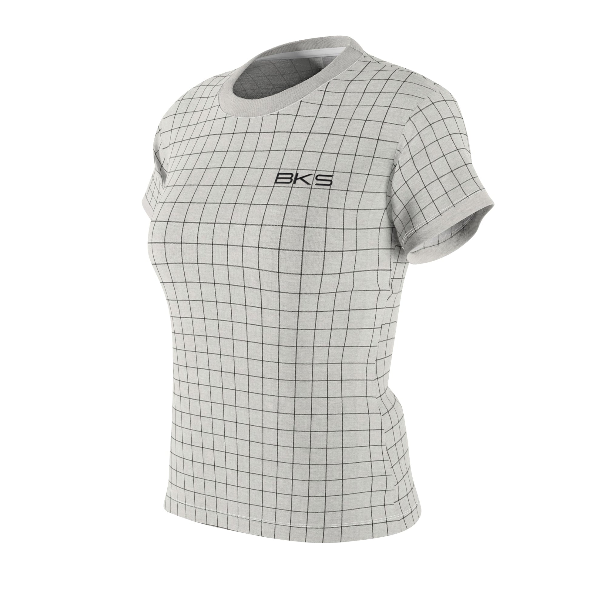 Women's Grid Tee — Minimalist BKS Check Pattern AOP Printify bakabo.club