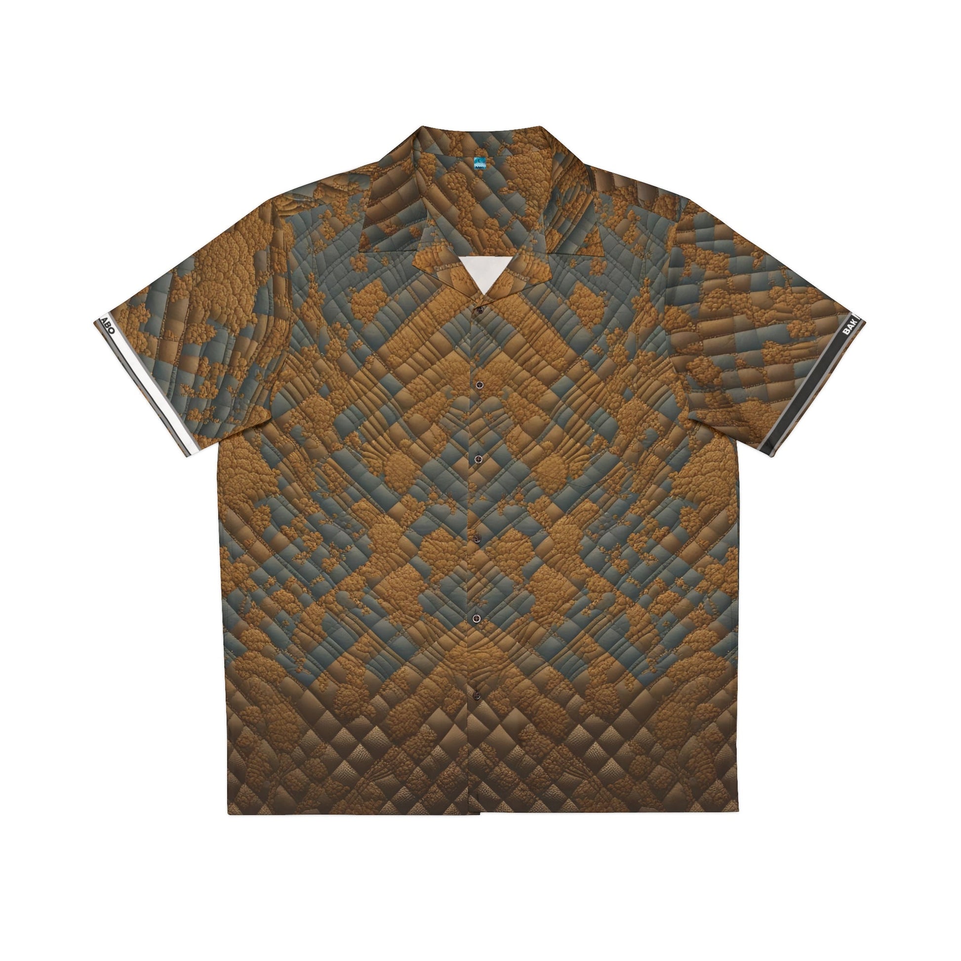 Men's Tropical Brown Quilted Pattern Hawaiian Shirt Printify bakabo.club