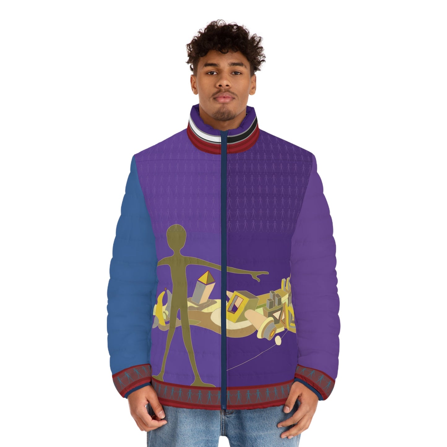 Abstract Cityscape Puffer Jacket — Men's Artistic Urban Winter Coat Printify bakabo.club
