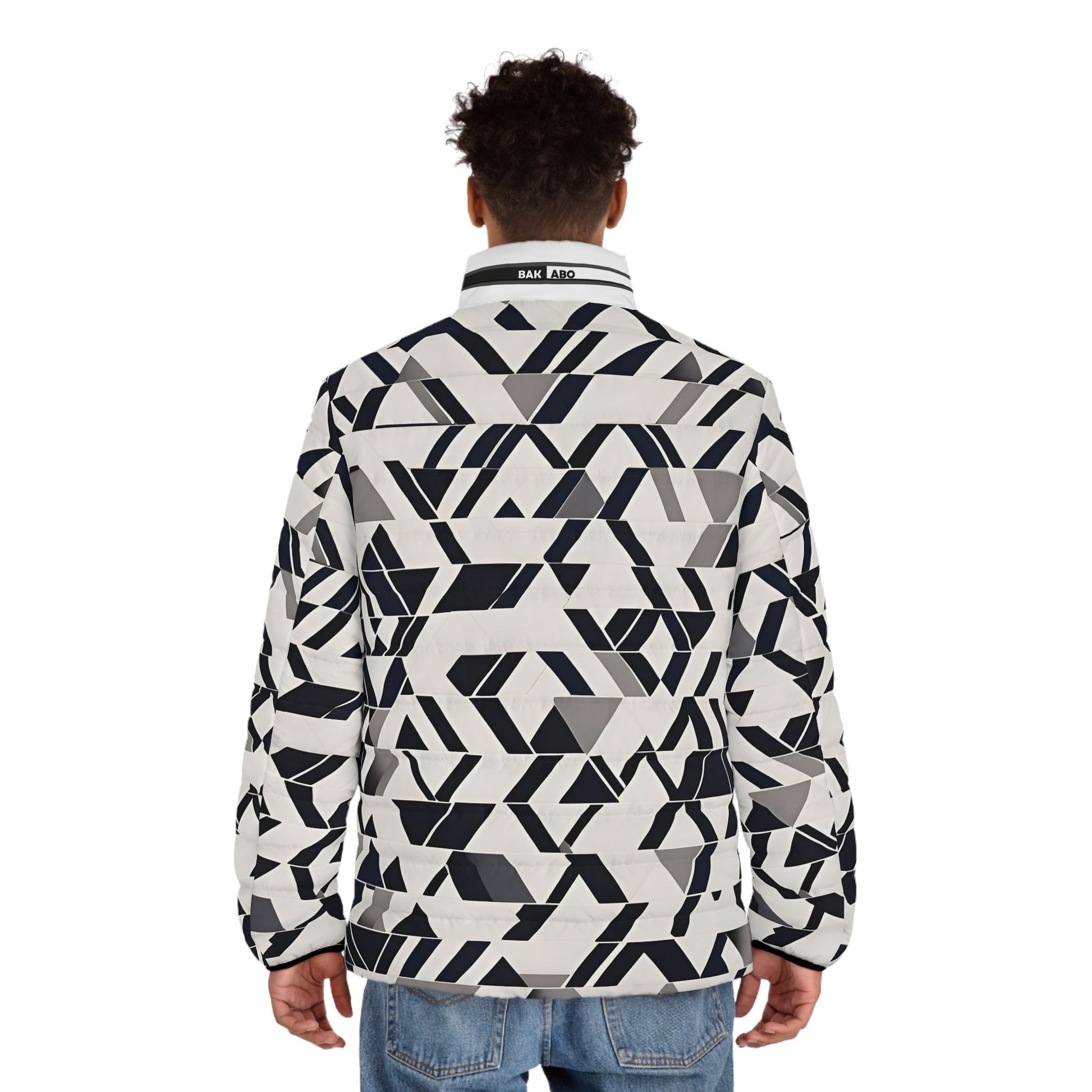 Geometric Black & White Puffer Jacket