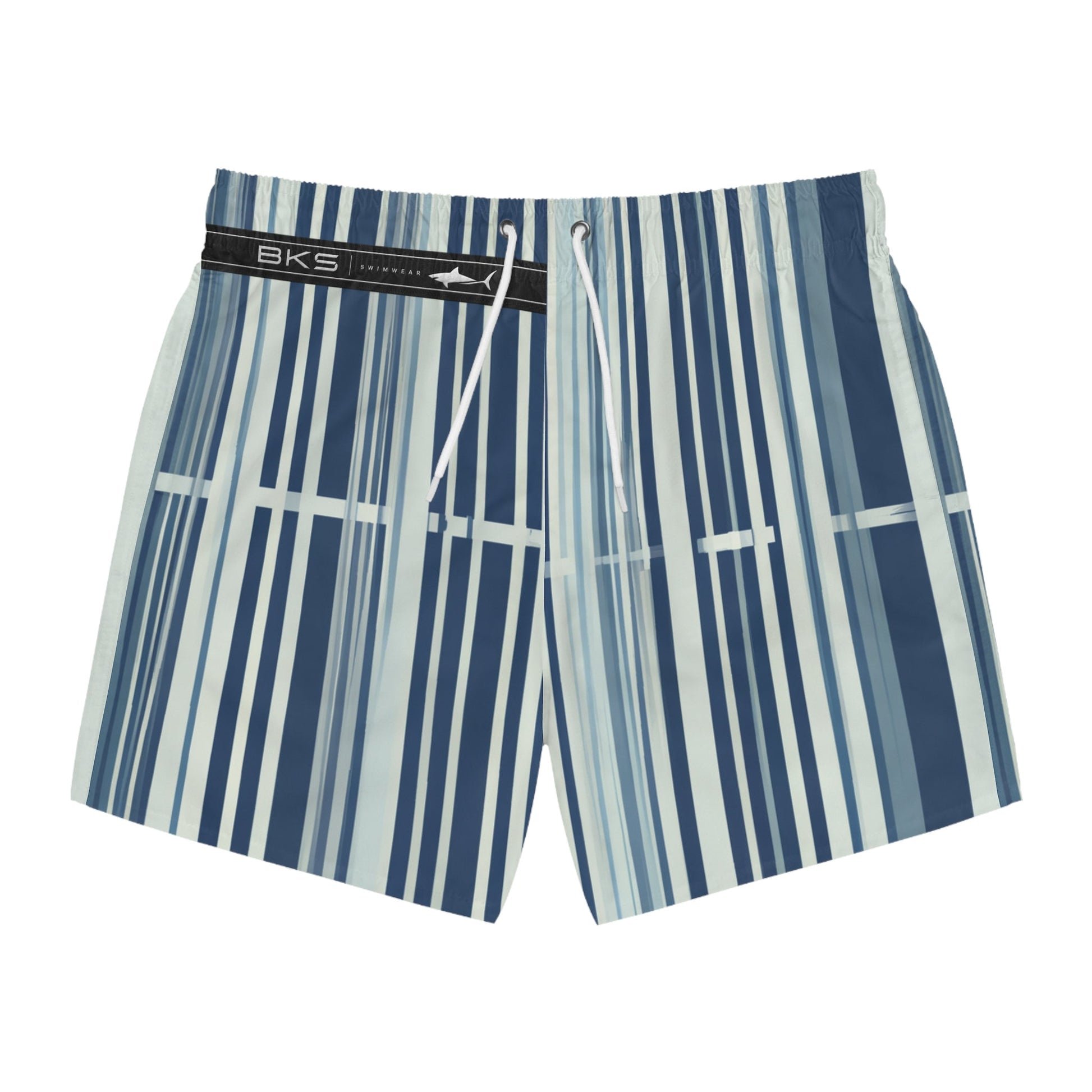 Men's Blue Striped Swim Trunks — Nautical Horizontal Stripe Beach Shorts Printify bakabo.club