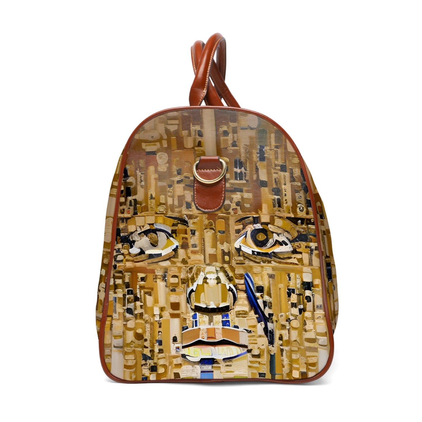 Waterproof Travel Duffle Bag — Modern Mosaic Gold Pattern Printify bakabo.club