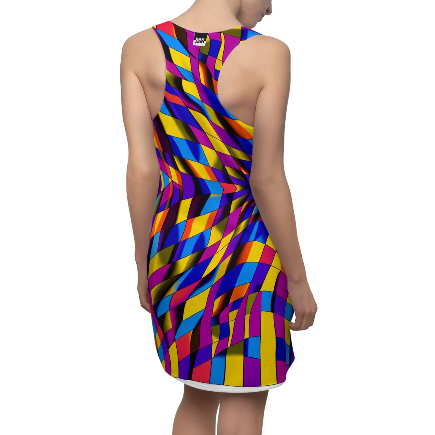 Racerback Dress — Vibrant Geometric Twist Print (All-Over) Printify bakabo.club