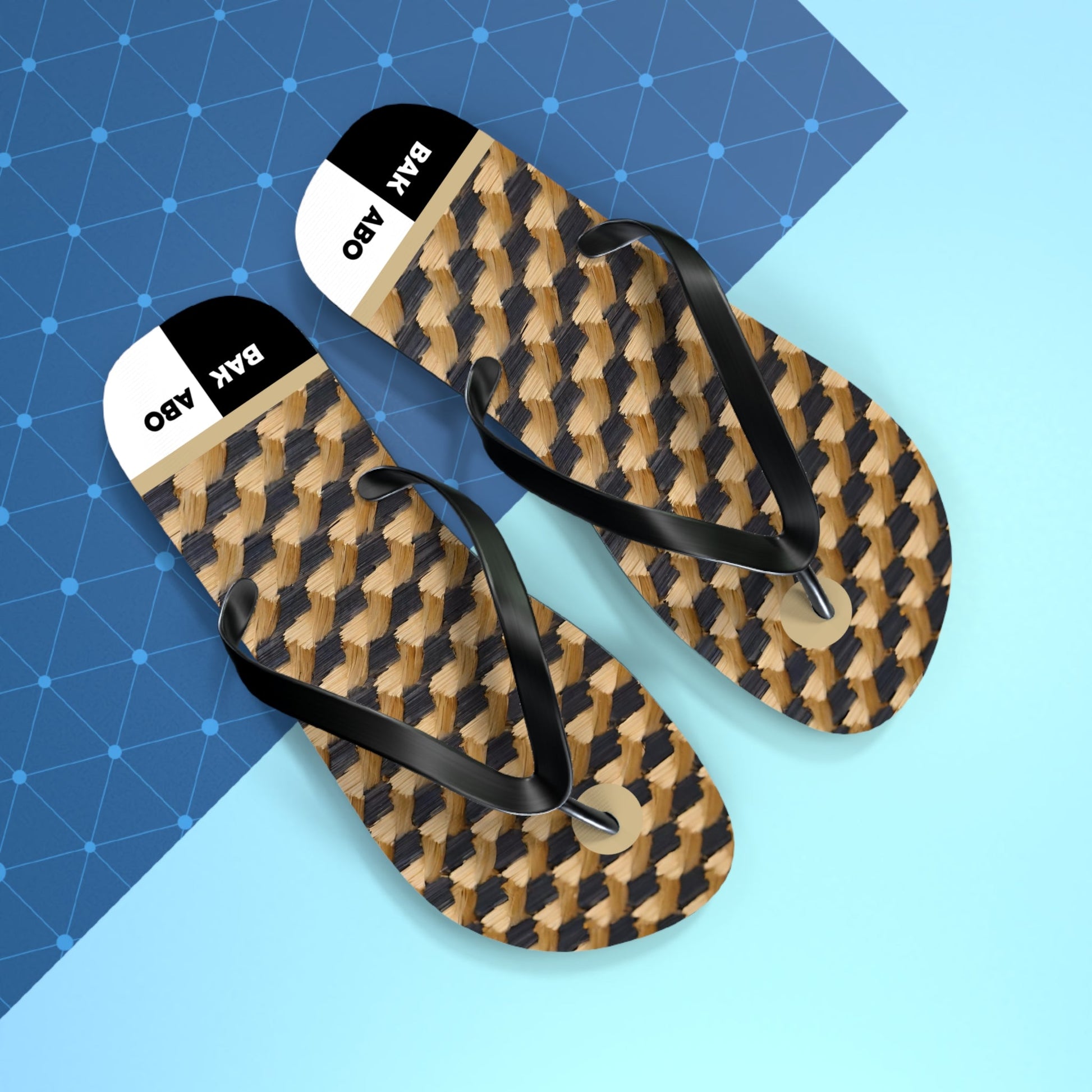 Flip Flops - Geometric Brown Houndstooth Pattern Beach Sandals Printify bakabo.club