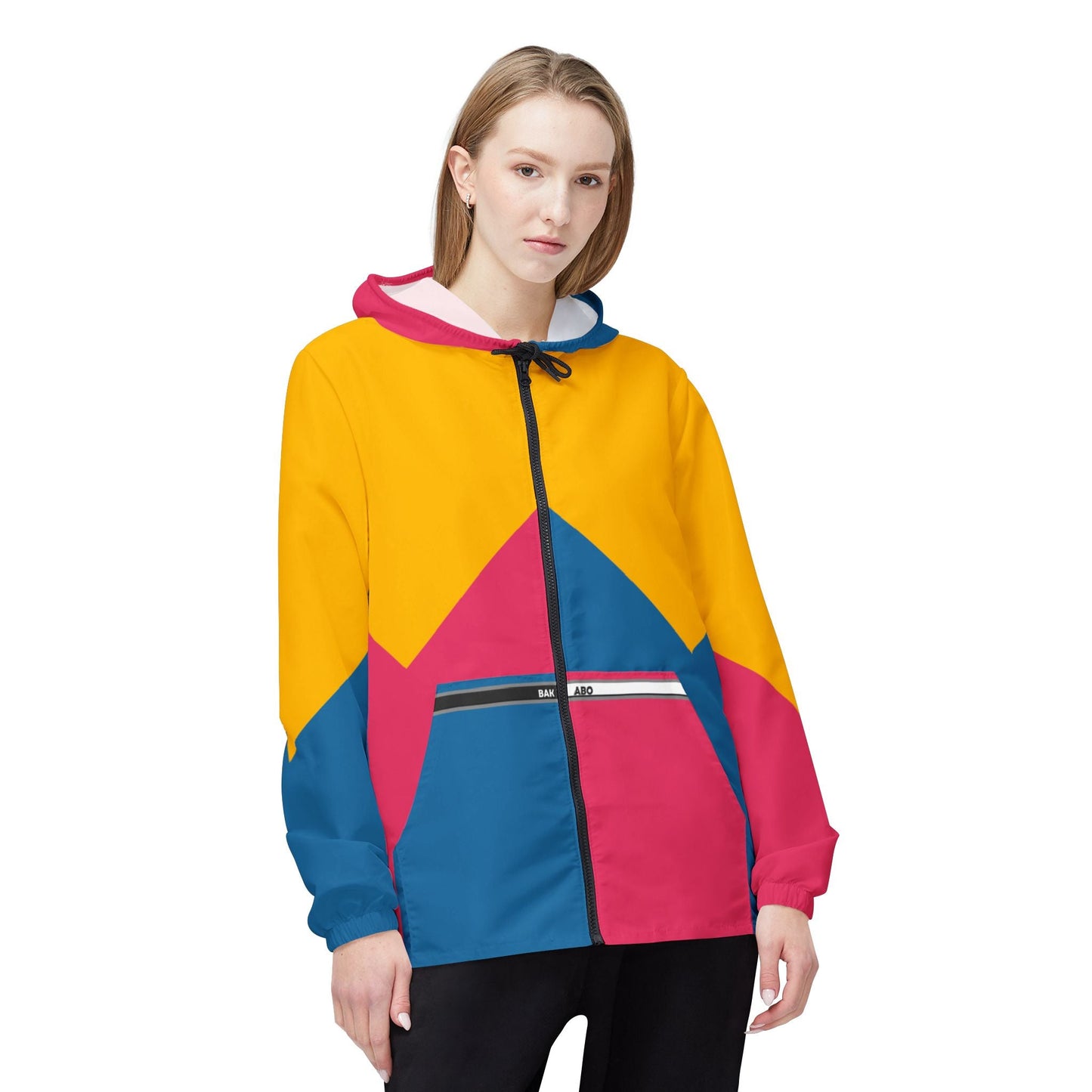 Colorblock Windbreaker Jacket — Bright Yellow, Pink & Blue Hooded Shell Printify bakabo.club