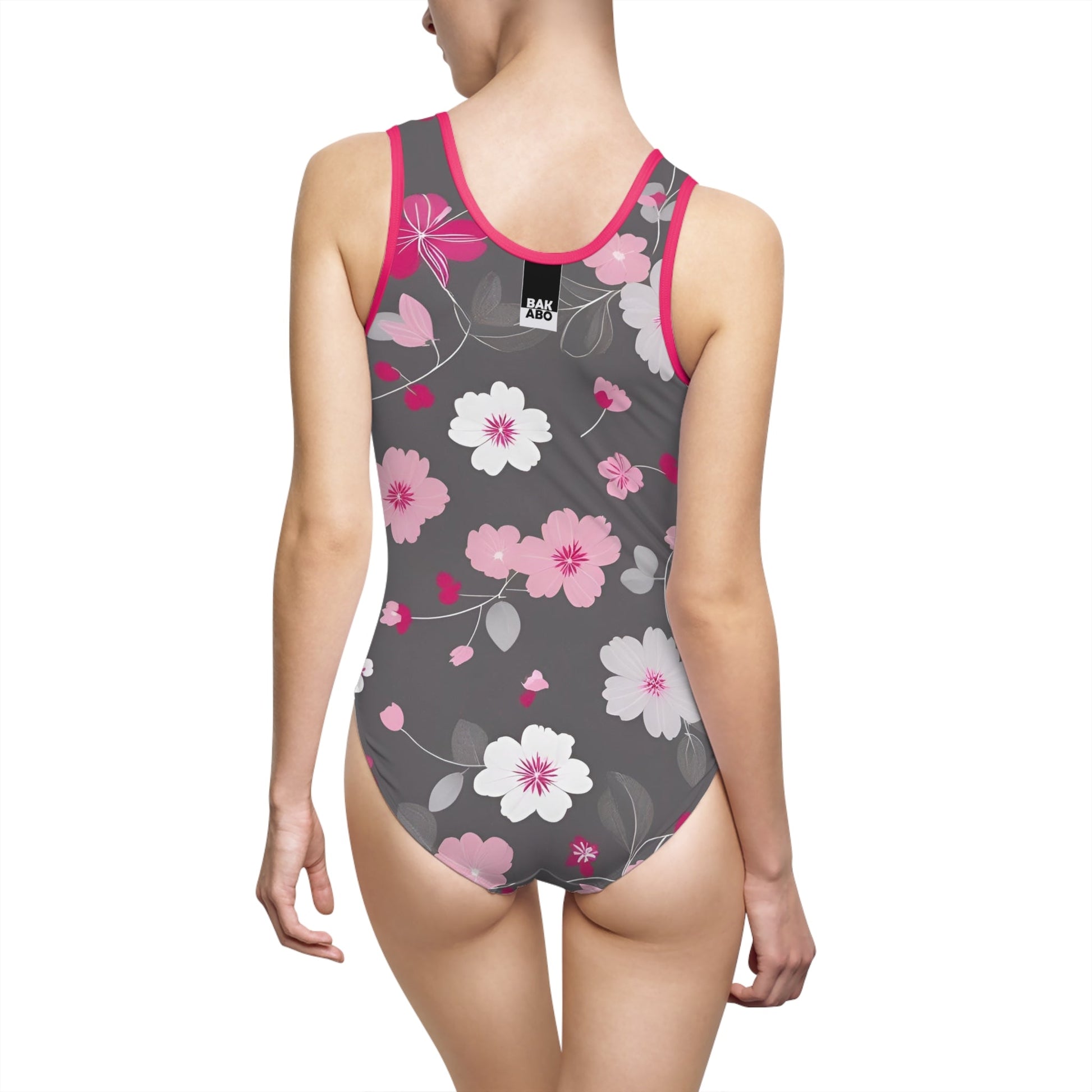 Floral Cherry Blossom One-Piece Swimsuit Printify bakabo.club