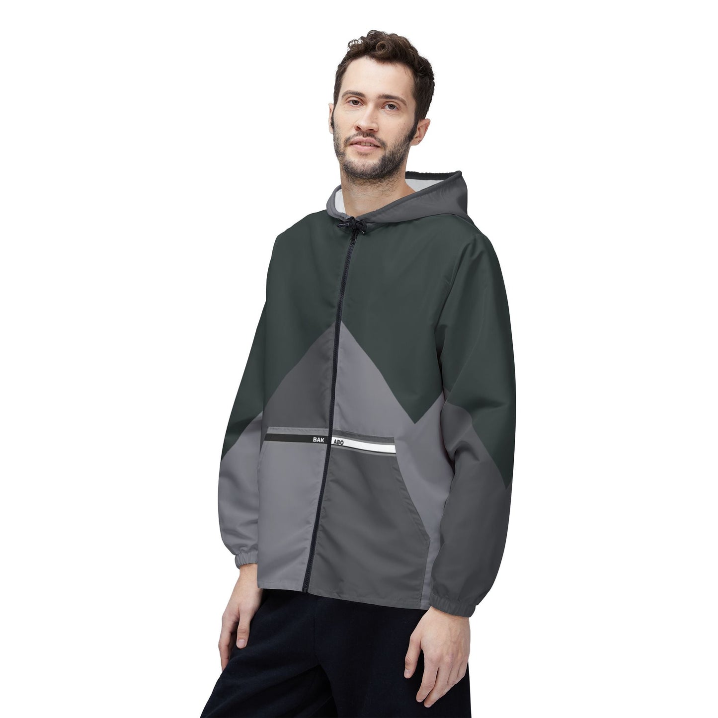 Chevron Colorblock Windbreaker Jacket — Lightweight Hooded Outdoor Shell Printify bakabo.club