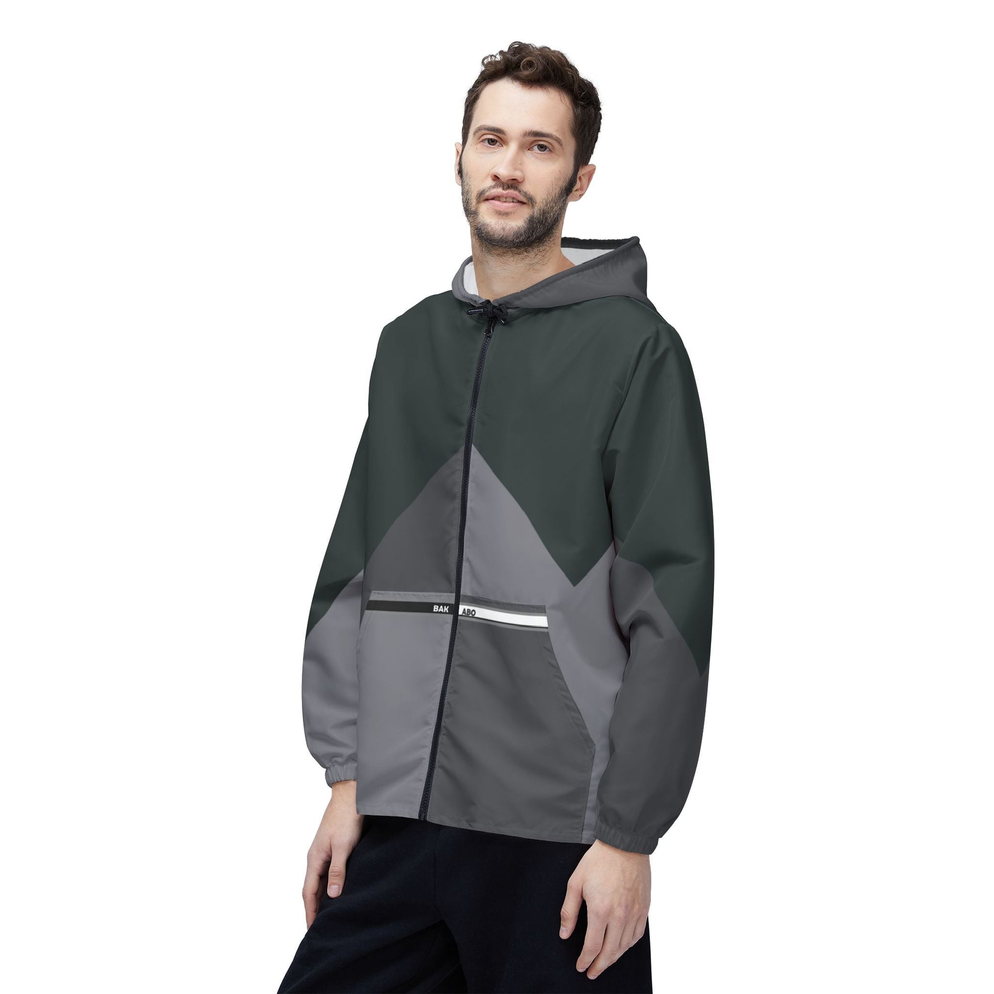 Chevron Colorblock Windbreaker Jacket — Lightweight Hooded Outdoor Shell Printify bakabo.club