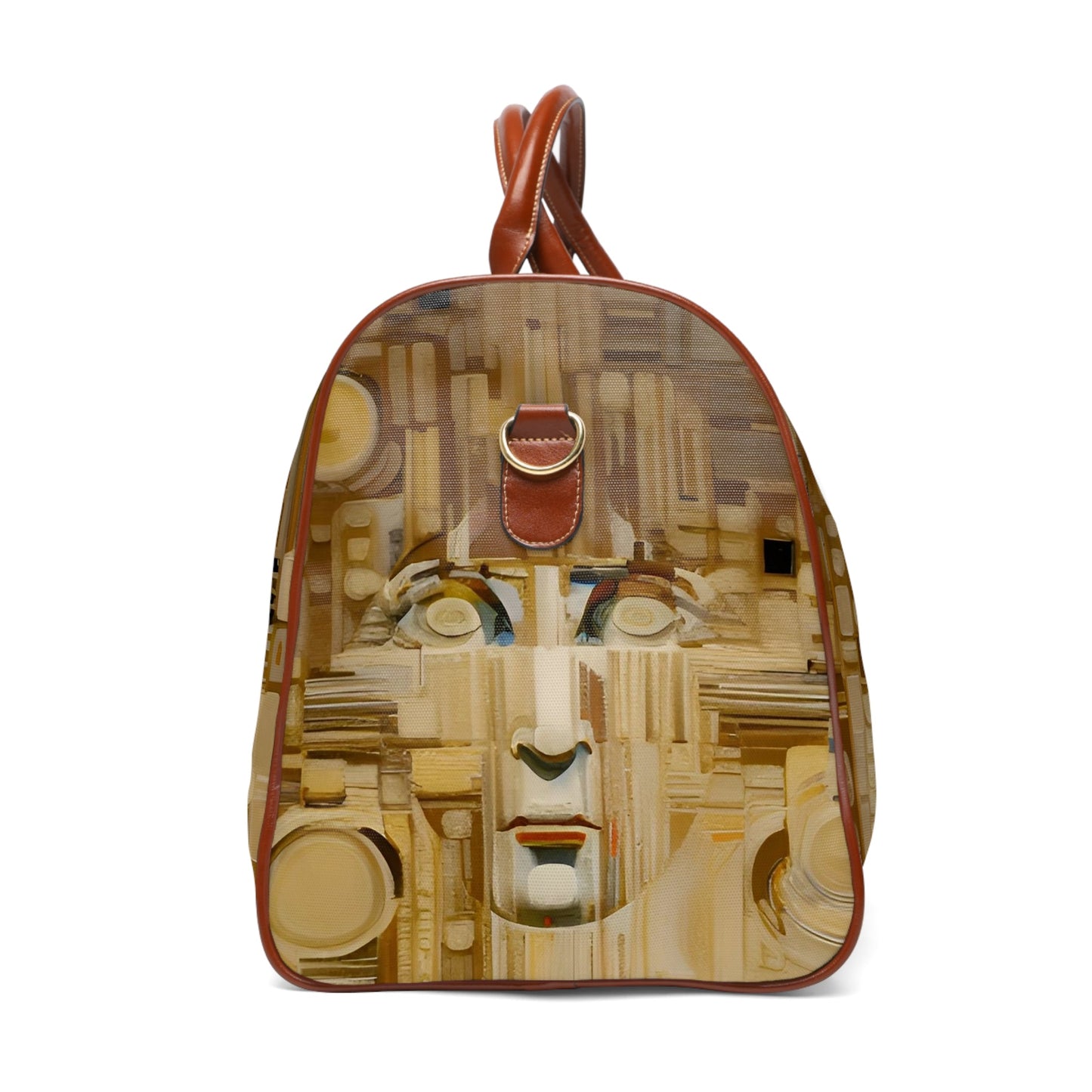 Abstract Gold Mosaic Duffel Bag – Waterproof Travel Bag with Modern Face Art Printify bakabo.club