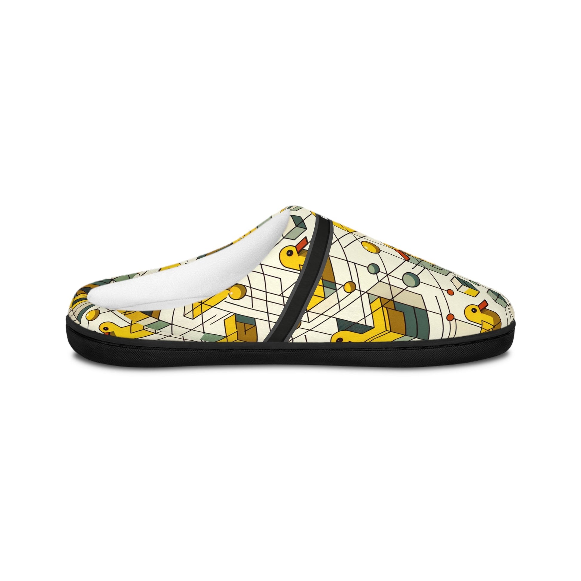 Patterned Indoor Slippers — Geometric Yellow Duck Print BakAbo Studio BKS bakabo.club