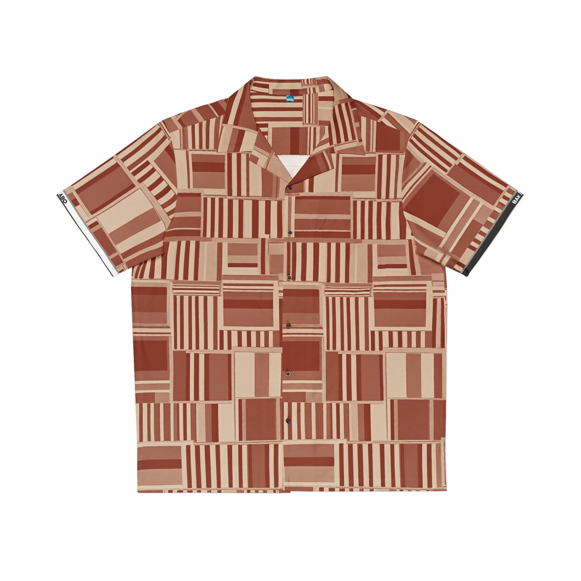 Retro Geometric Hawaiian Shirt — Brown Block Pattern AOP Printify bakabo.club
