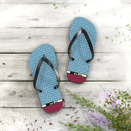 Blue Geometric Flip Flops – Lightweight Summer Beach Sandals Printify bakabo.club