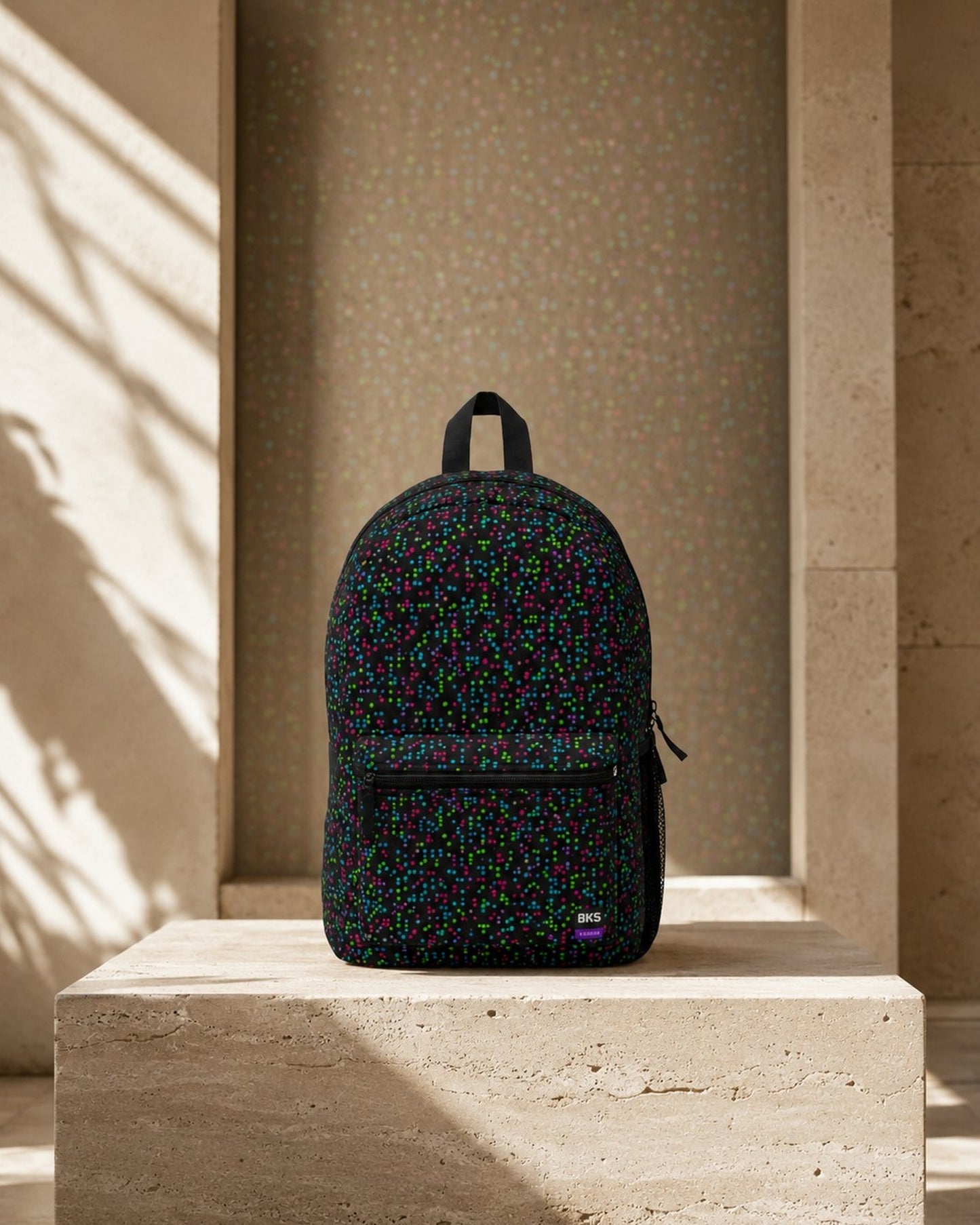 BKS Token Pixel Arcade Backpack — editorial podium