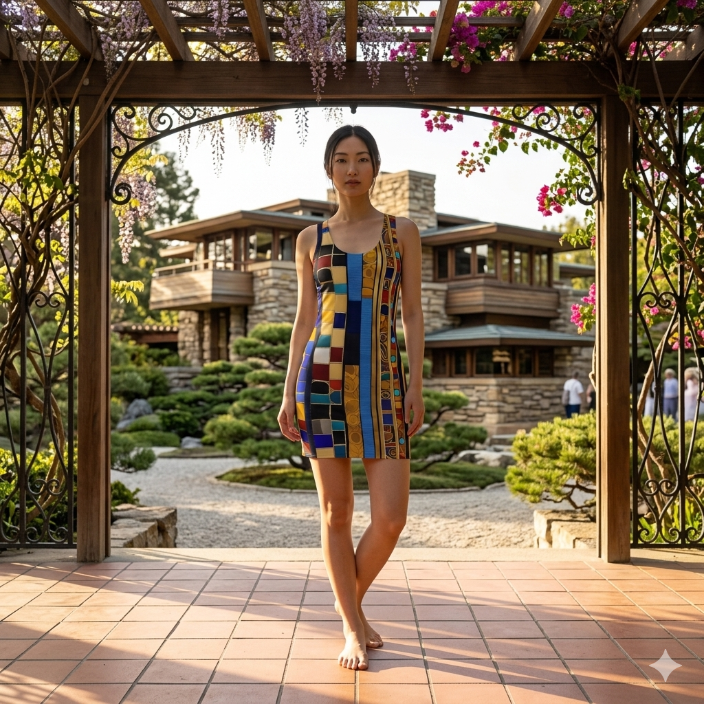 Geometric Mosaic Racerback Dress — Vibrant Tile Print Printify bakabo.club