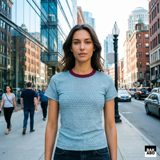 Wegrip Women's Cut & Sew Tee | Blue Geometric Mesh