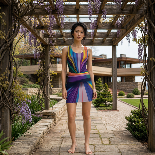 Abstract Rainbow Racerback Dress — Vibrant All-Over Print Printify bakabo.club
