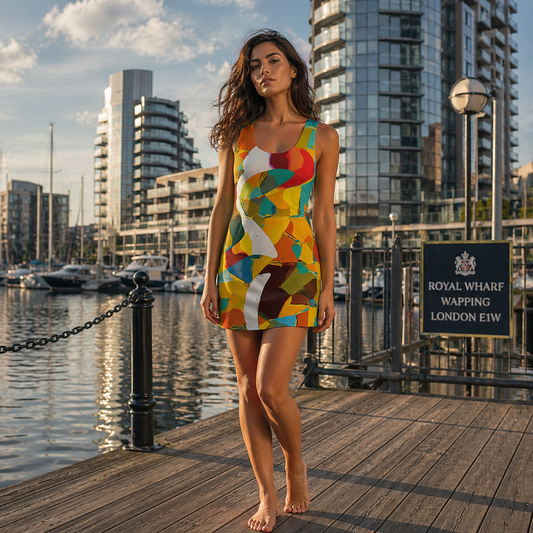 Abstract Color Splash Racerback Dress - Vibrant All-Over Print Printify bakabo.club