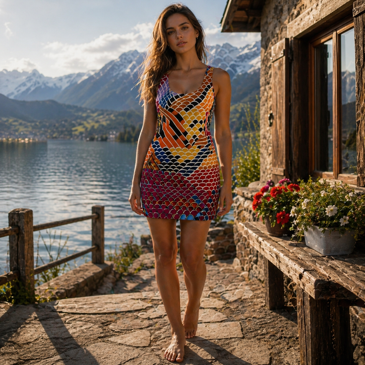 Koi Scale Racerback Dress — Vibrant Japanese Fish Print Printify bakabo.club