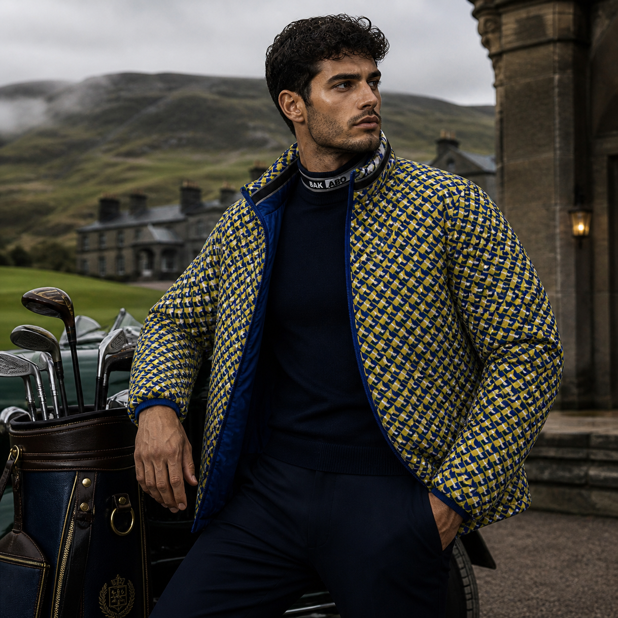 Men's Geometric Houndstooth Puffer Jacket – All-Over Print Printify bakabo.club