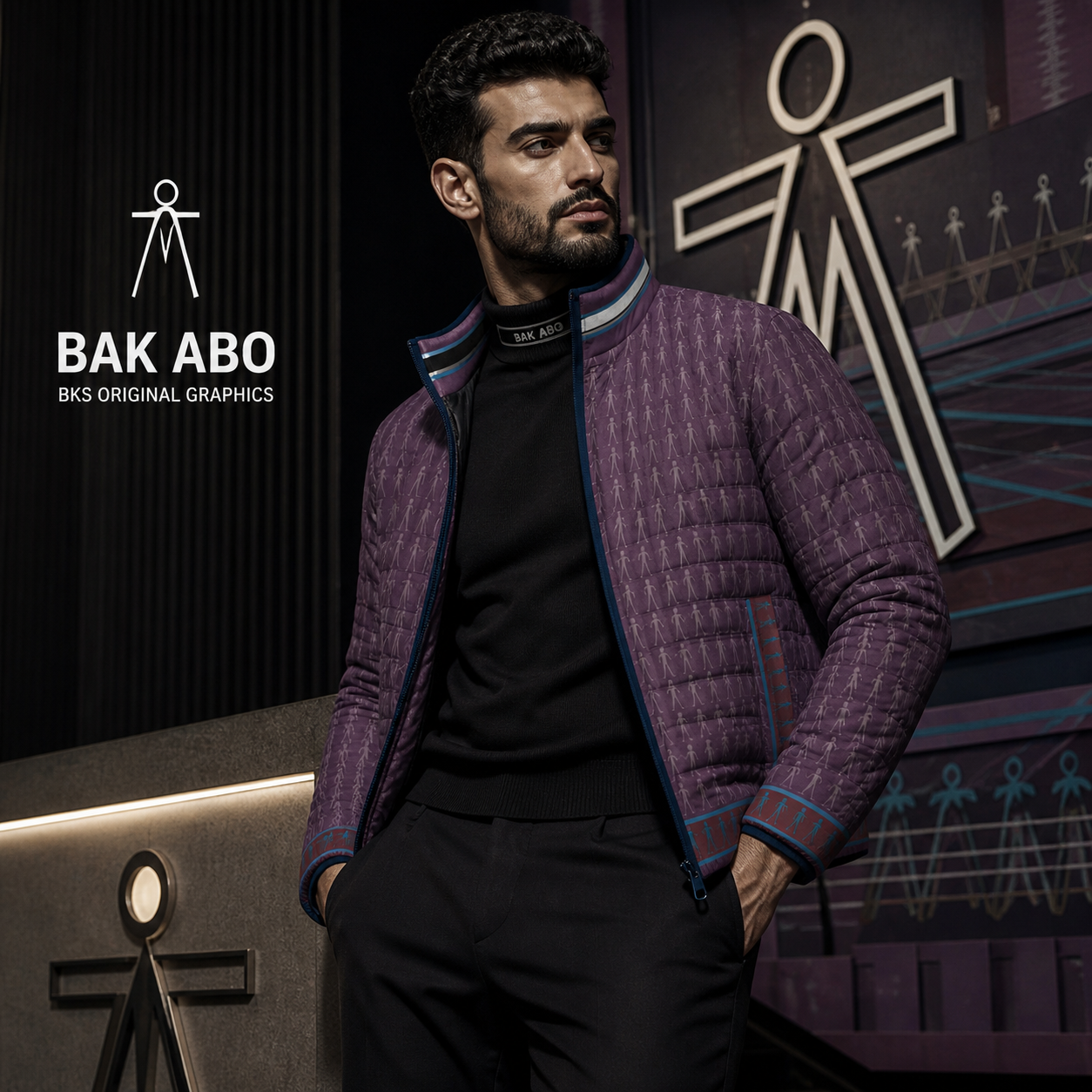 Puffer Jacket — Subtle Geometric Plum All-Over Print