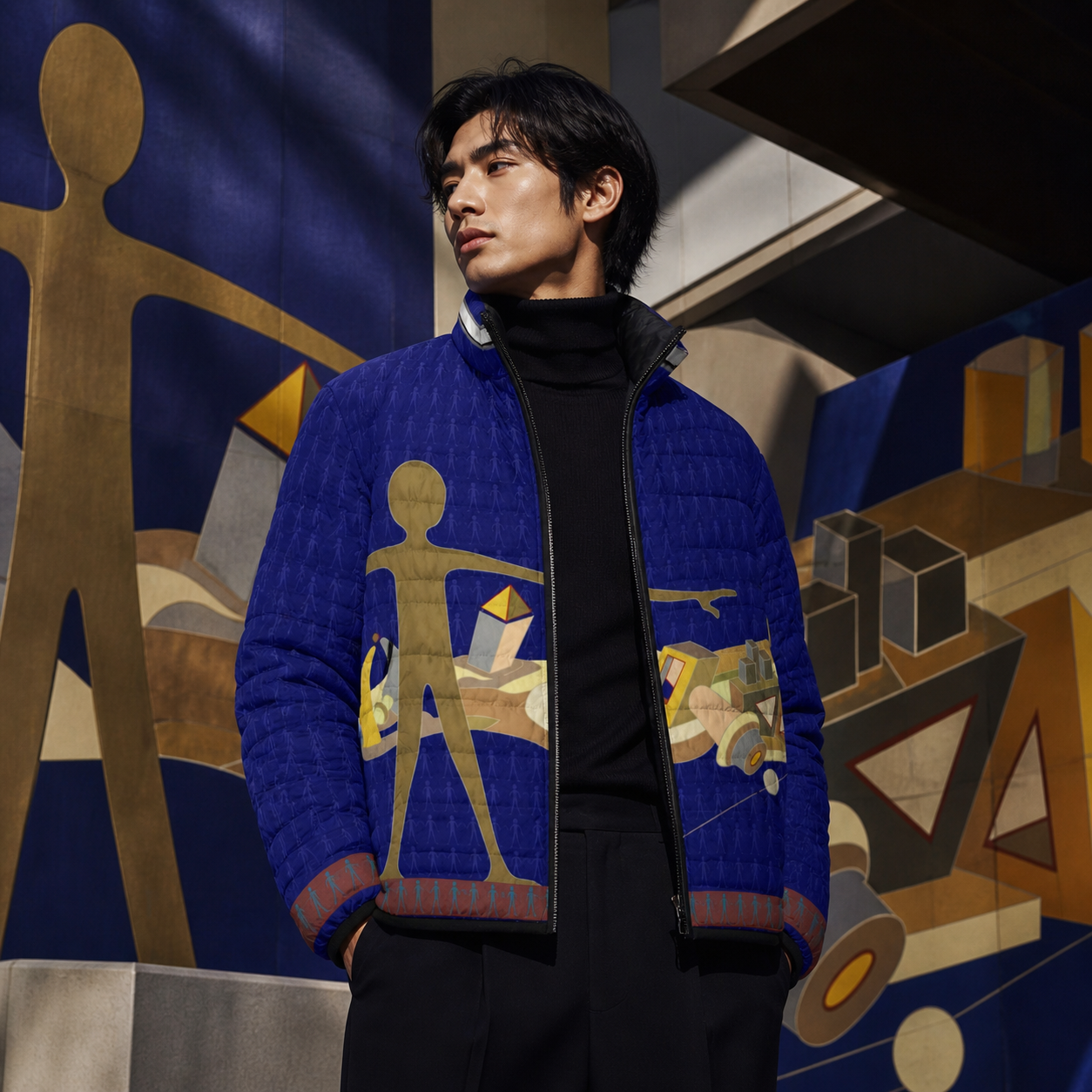 Abstract Cityscape Puffer Jacket