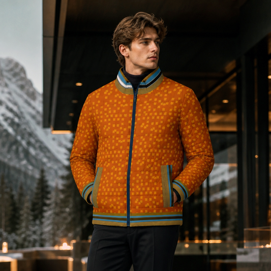 Puffer Jacket — Retro Orange Speckle All-Over Print Printify bakabo.club
