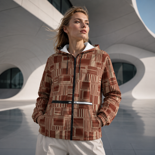 Retro Geo Pattern Windbreaker Jacket Printify bakabo.club
