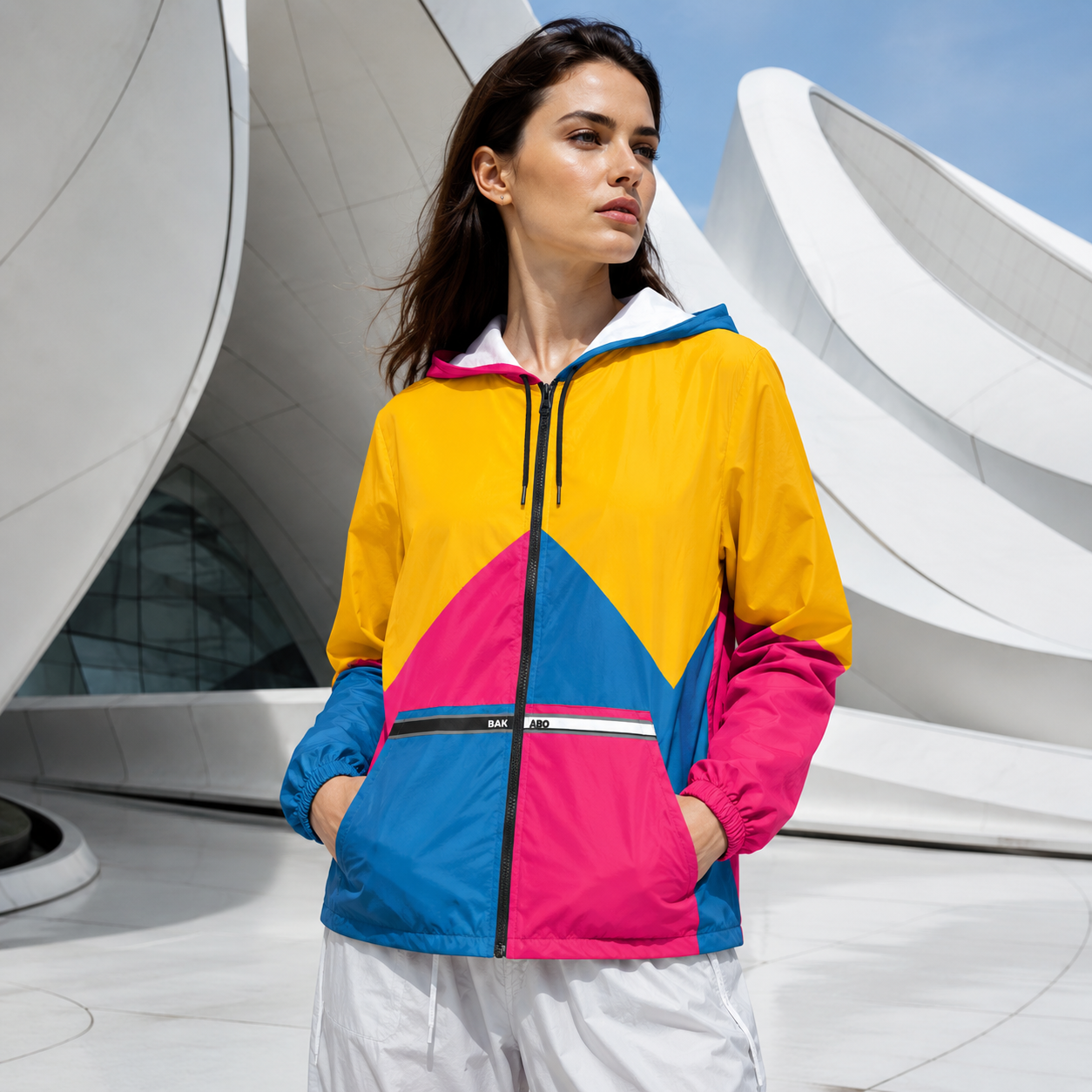 Colorblock Windbreaker Jacket — Bright Yellow, Pink & Blue Hooded Shell Printify bakabo.club