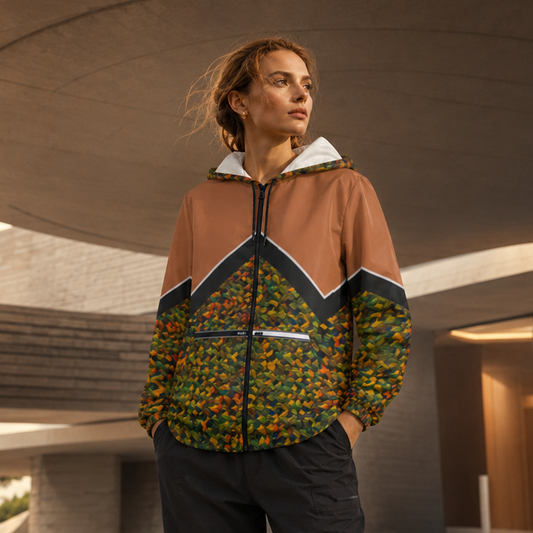 Autumn Camo Chevron Windbreaker Printify bakabo.club