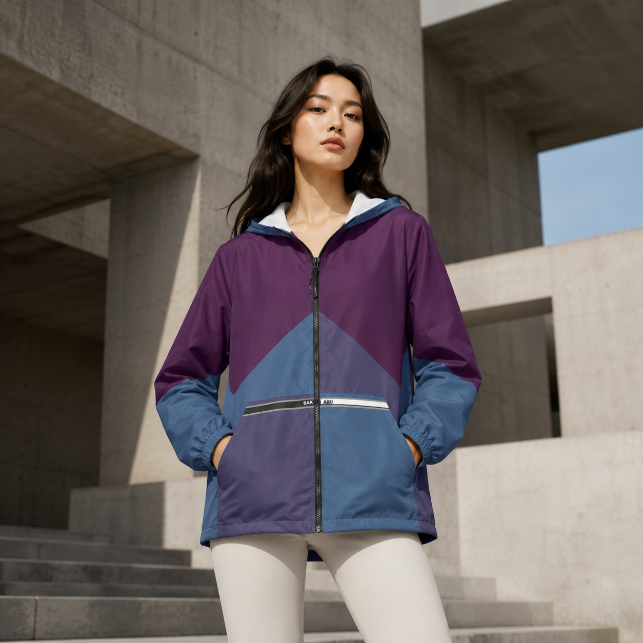 Colorblock Chevron Windbreaker Jacket — Lightweight Hooded AOP Outerwear Printify bakabo.club