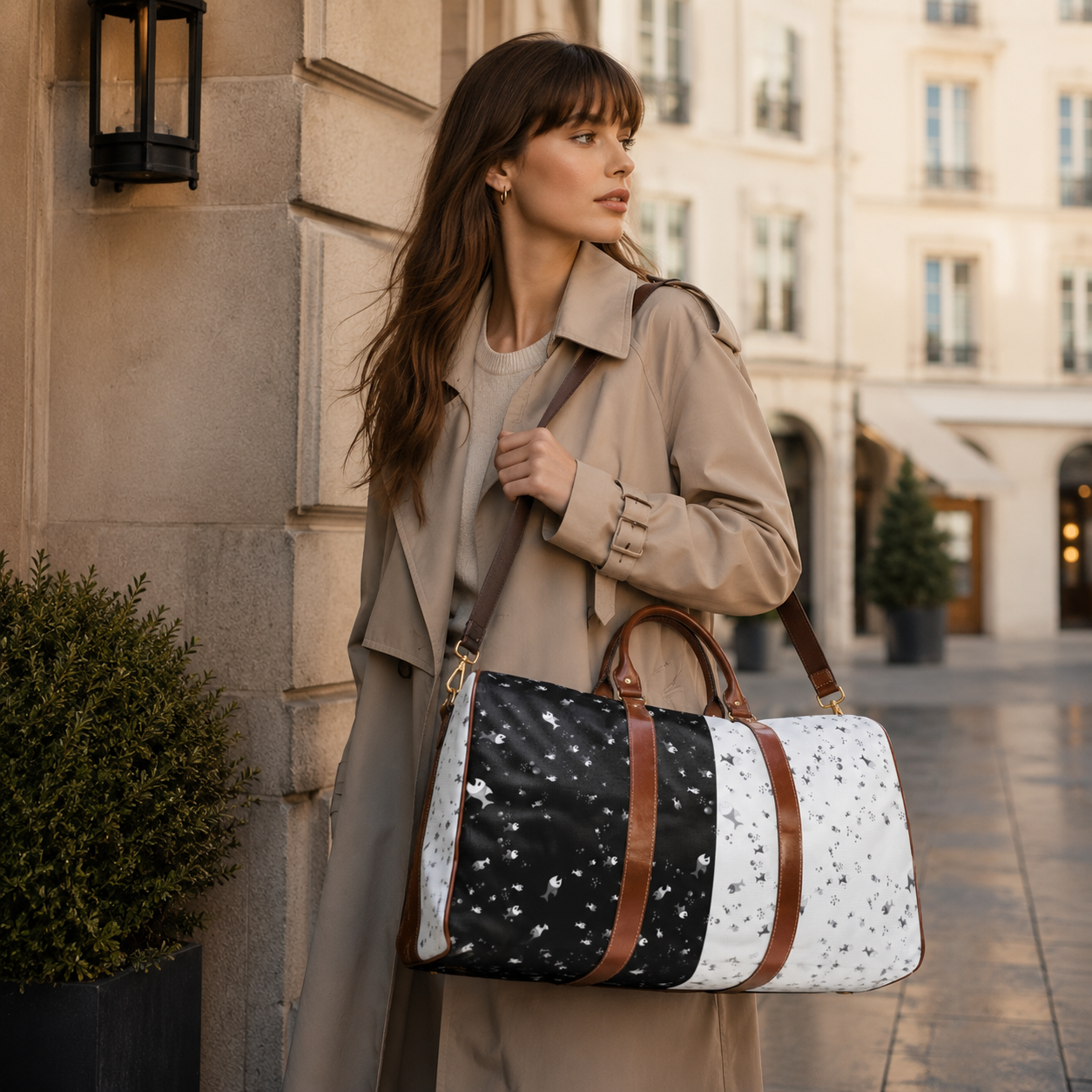 Starry Contrast Waterproof Travel Duffle Bag Printify bakabo.club