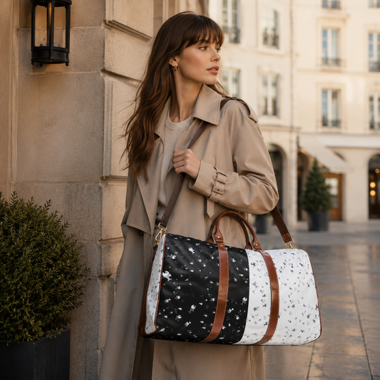 Starry Contrast Waterproof Travel Duffle Bag Printify bakabo.club