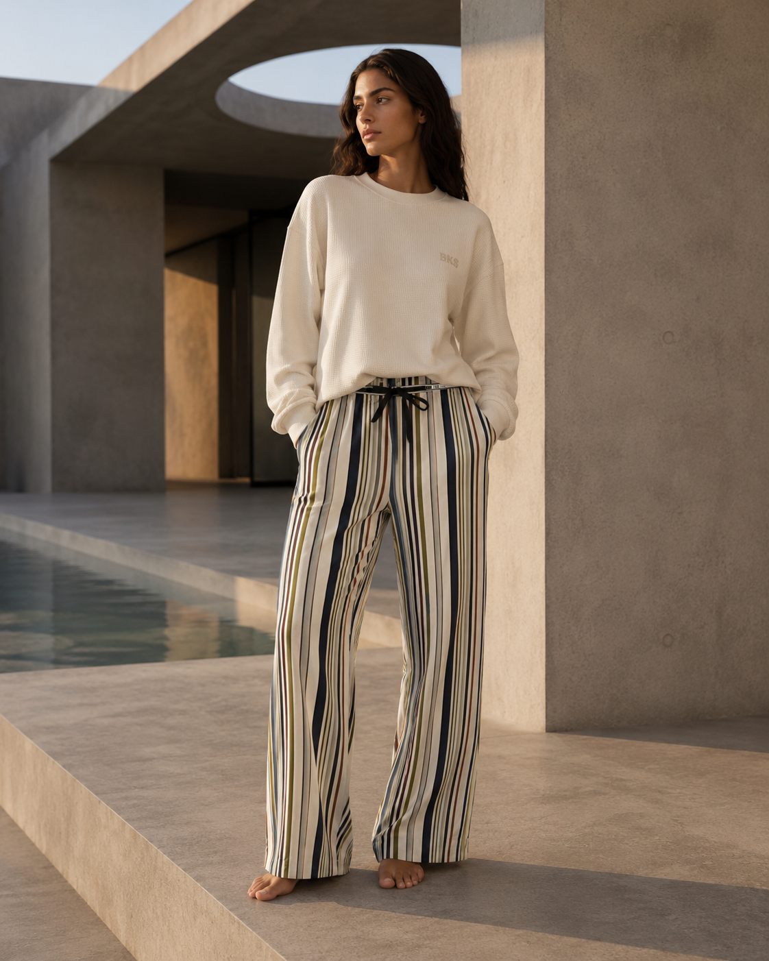 Striped Lounge Pajama Pants — Wide-Leg Cozy Sleepwear Printify bakabo.club