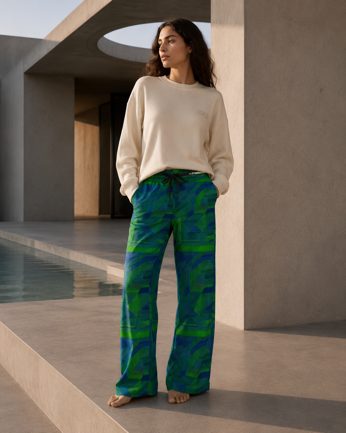 Green Geometric Women's Pajama Pants — Cozy Abstract Print Lounge Pants Printify bakabo.club