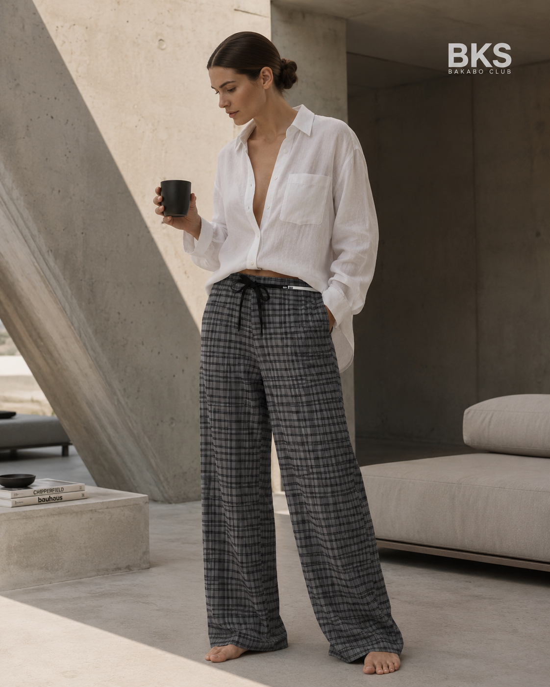 Gray Plaid Women's Pajama Pants — Cozy Lounge Sleepwear Printify bakabo.club