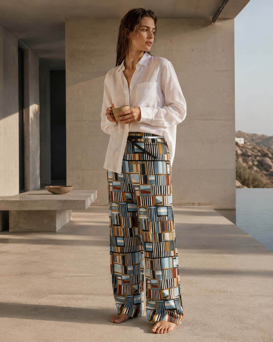 Patchwork Women's Pajama Pants — Cozy Modern Lounge Sleepwear Printify bakabo.club
