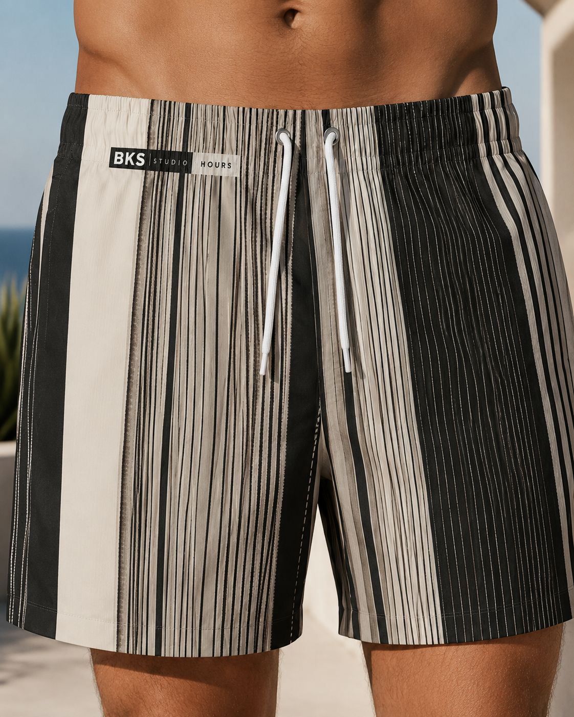 BKS Hours Striped Neutral™ Swim Trunks